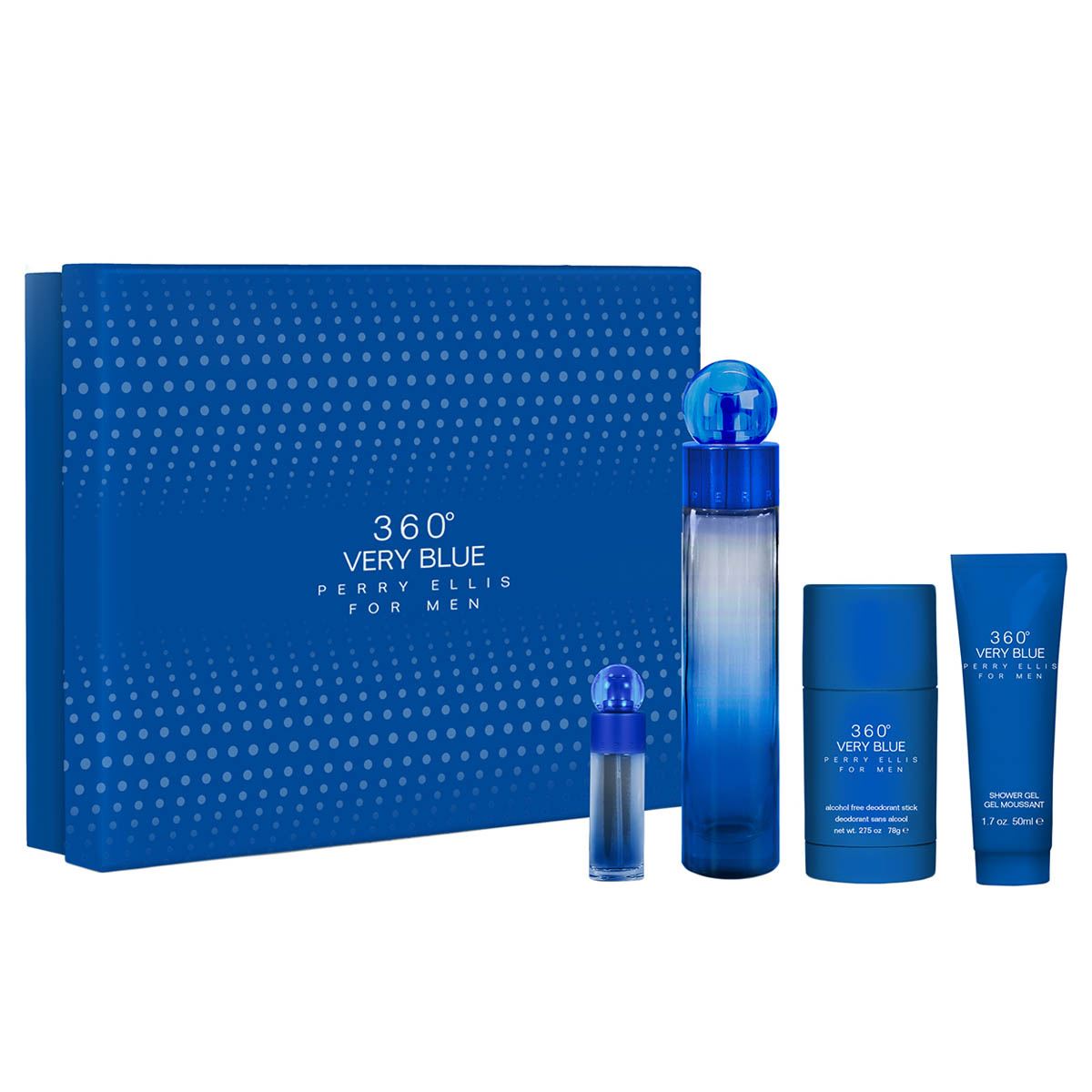 Perry Ellis 360 Very Blue EDT for Men Gift Set (4PC) - Perfume Planet
