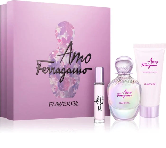 Amo Ferragamo Flowerful EDT Gift Set (3PC) for Women - Perfume Planet