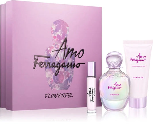 Amo Ferragamo Flowerful EDT Gift Set (3PC) for Women - Perfume Planet
