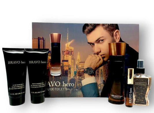 Bravo Hero EDT Gift Set for men (5PC) - Perfume Planet 