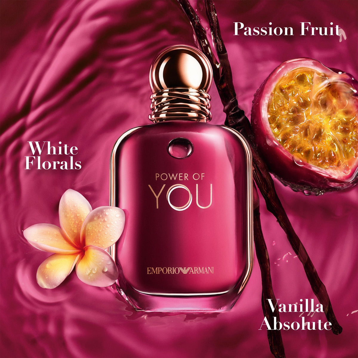 Emporio Armani Power of You official fragrance campaign with passion fruit, white flowers and vanilla
