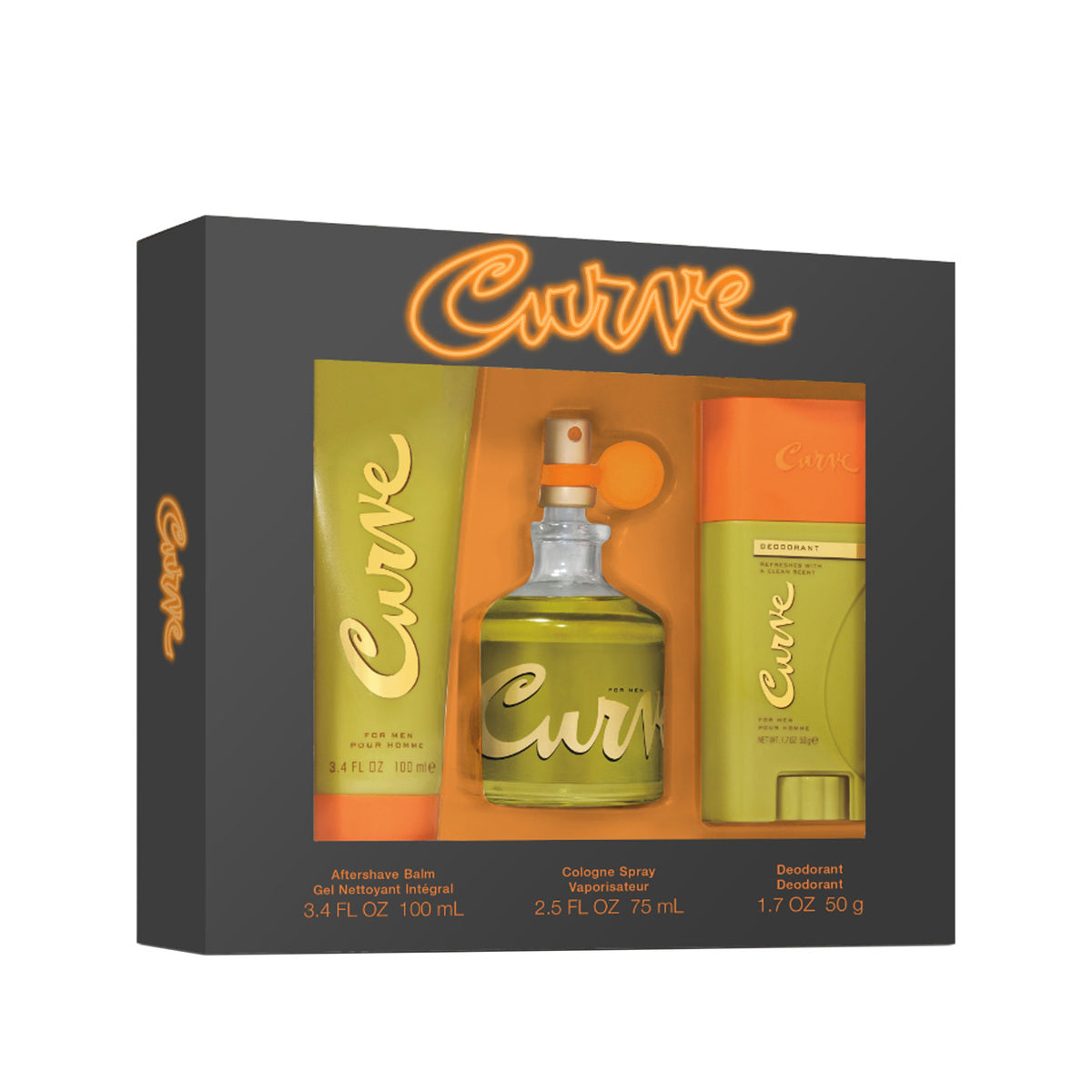 Estuche completo de Curve for Men EDT Gift Set (3PC) — 75mL + Deodorant 50mL + Shower Gel 100mL