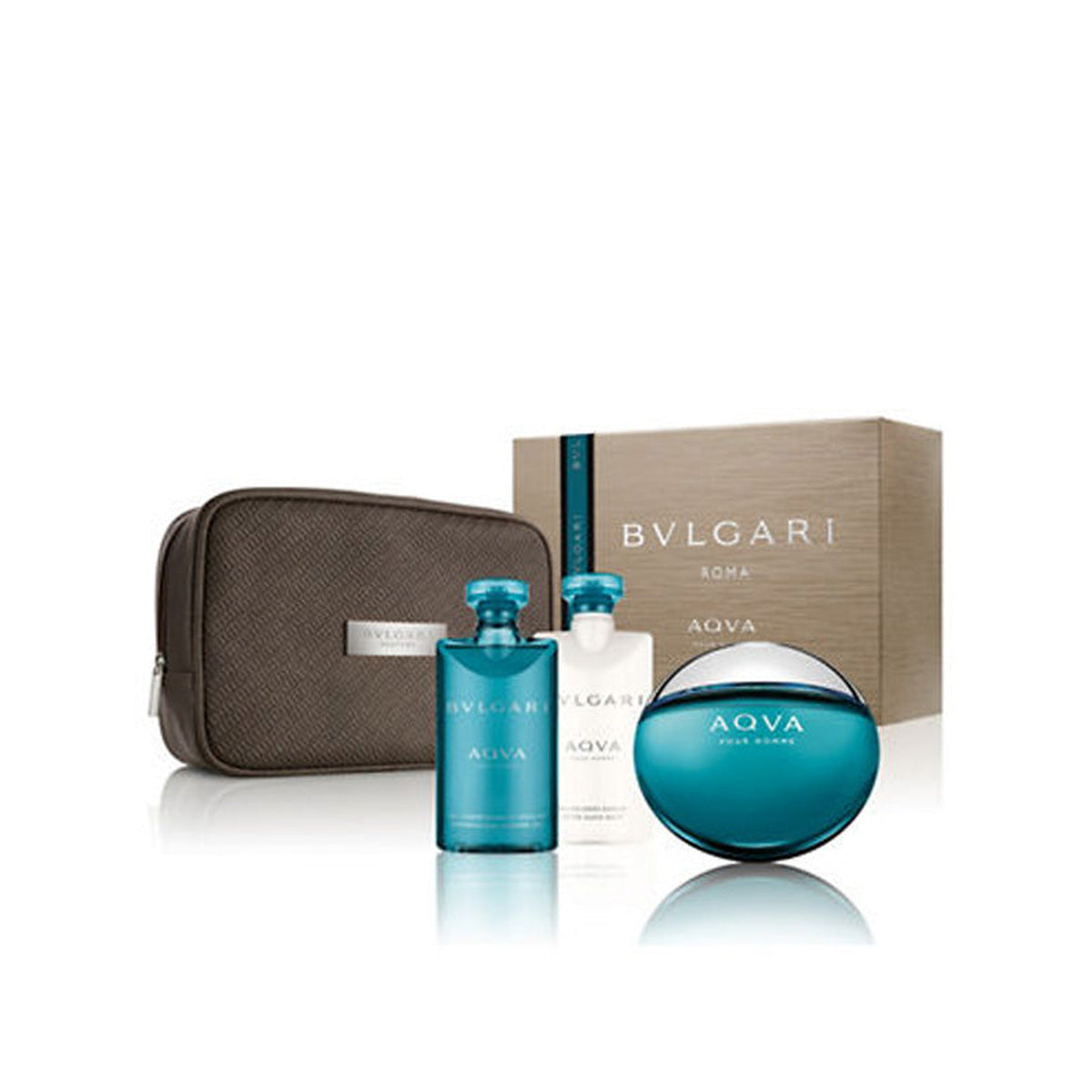 Estuche completo de BVLGARI AQVA Pour Homme EDT Gift Set (4PC)