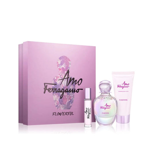 Estuche completo de Amo Ferragamo Flowerful EDT Gift Set (3PC) for Women