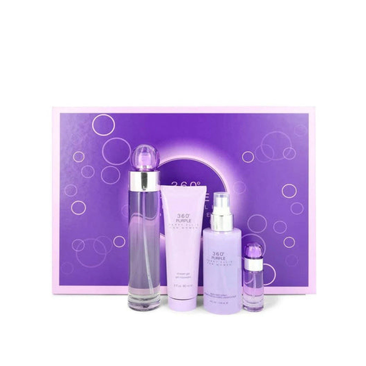 Estuche completo de Perry Ellis 360° Purple EDP for Women Gift Set (4PC)