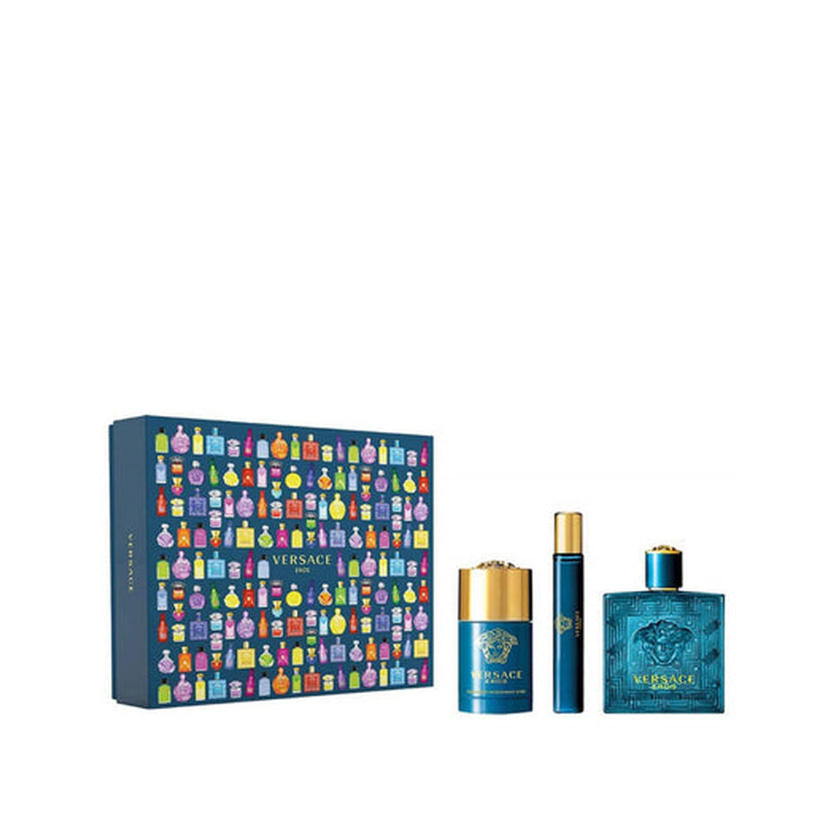 Estuche completo de Versace Eros EDT Gift Set (3PC) — 100mL + 10mL + Deodorant
